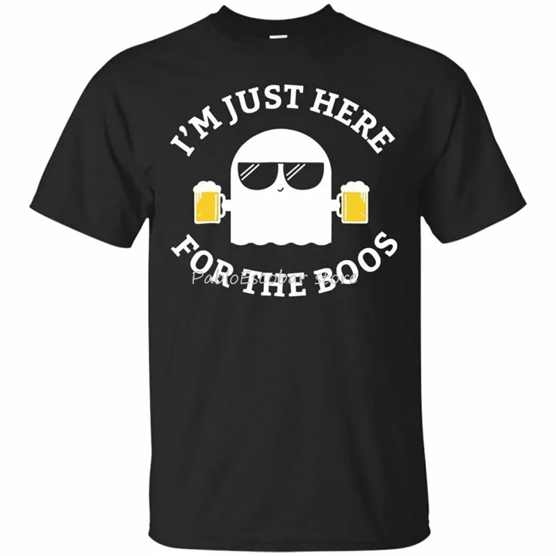 

I'M Just Here For The Boos Men'S T-Shirt Funny Halloween Beer Tee Short Sleeve Unisex Loose Fit Tee Shirt