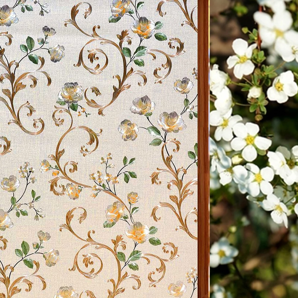 

3D Fontanesia Static Cling No Glue Stained Glass Decorative Window Tint Privacy Film Glass Stickers for Home Decor