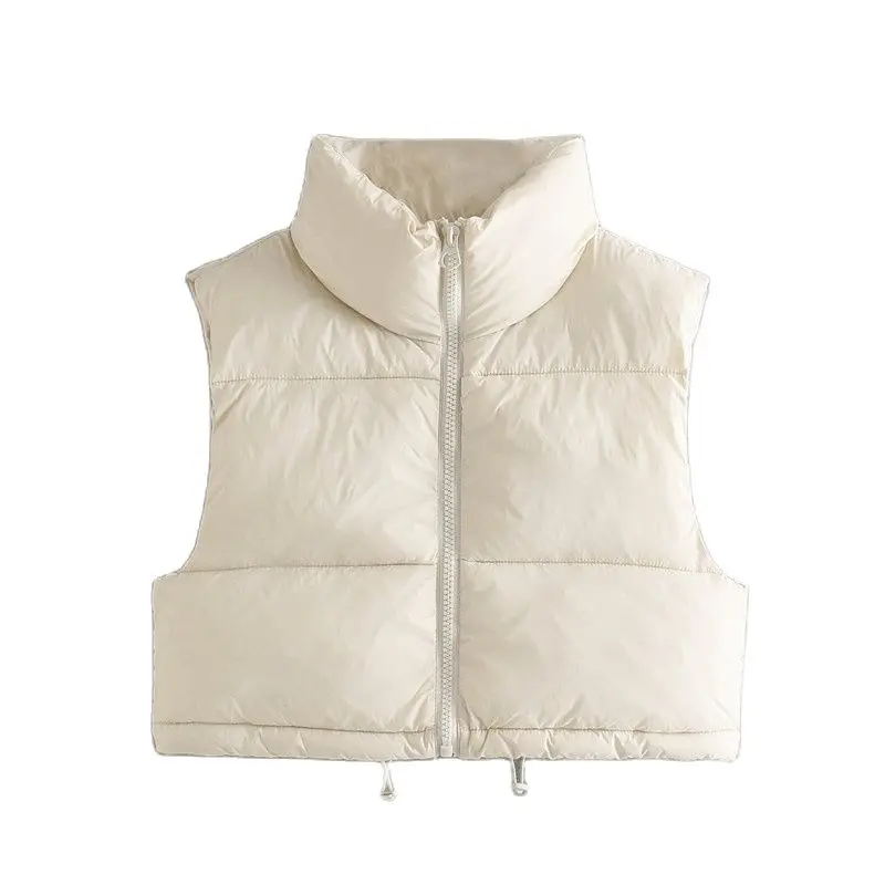 

Женский короткий жилет, утолщенный, теплый, зима-осень, черный, белый, воротник-стойка, маленькие жилеты без рукавов, верхняя одежда, пальто, ...