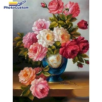 photocustom diy frame paint by number flowers wall art picture by numbers acrylic canvas painting for decoration