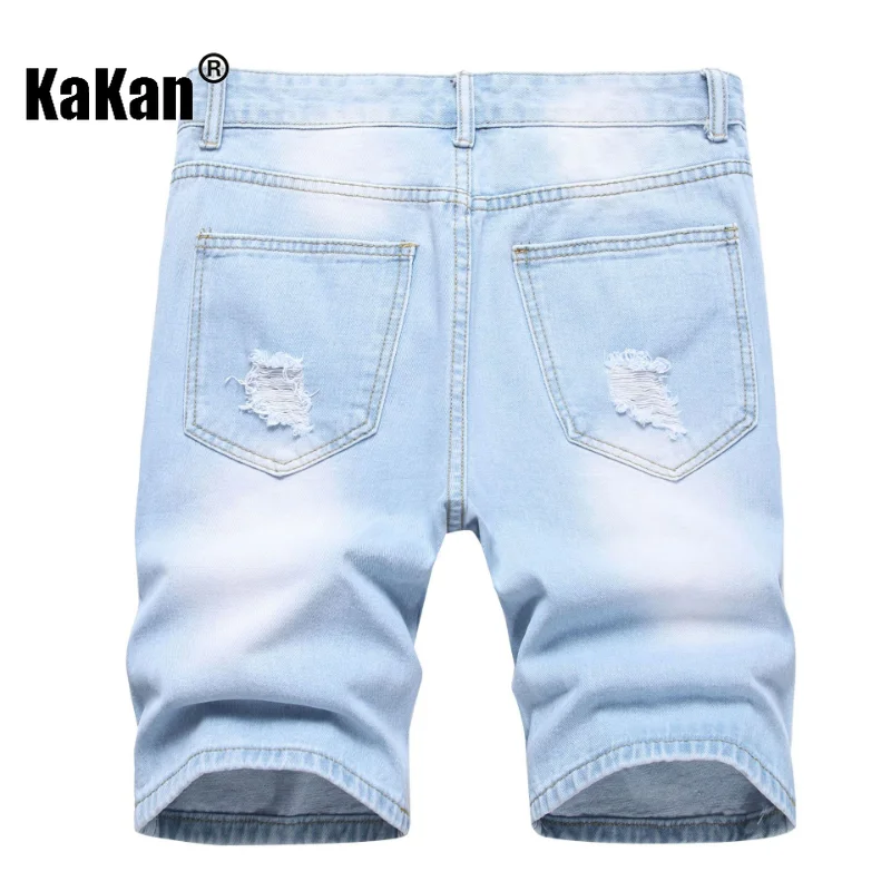 Kakan - European and American Summer New Quarter Casual Distressed Jeans for Men, Trendy Pants with Scraped Short Jeans K09-995