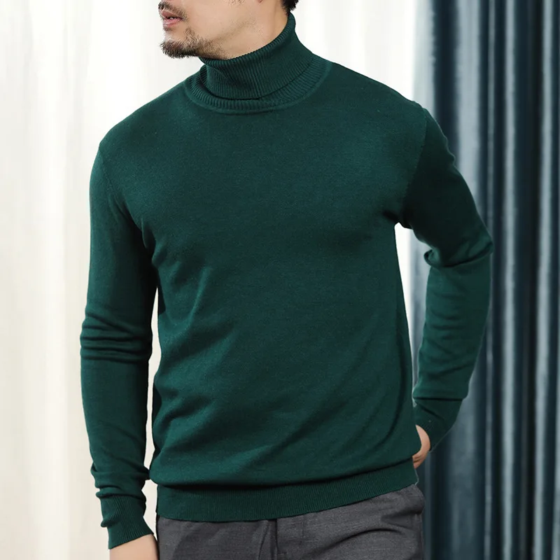 

Turtleneck Sweater Men Winter Warm Thick Loose Green Boys Sweaters Male Vintage Oversized Casual Knitted Pullover Knitwear XXL