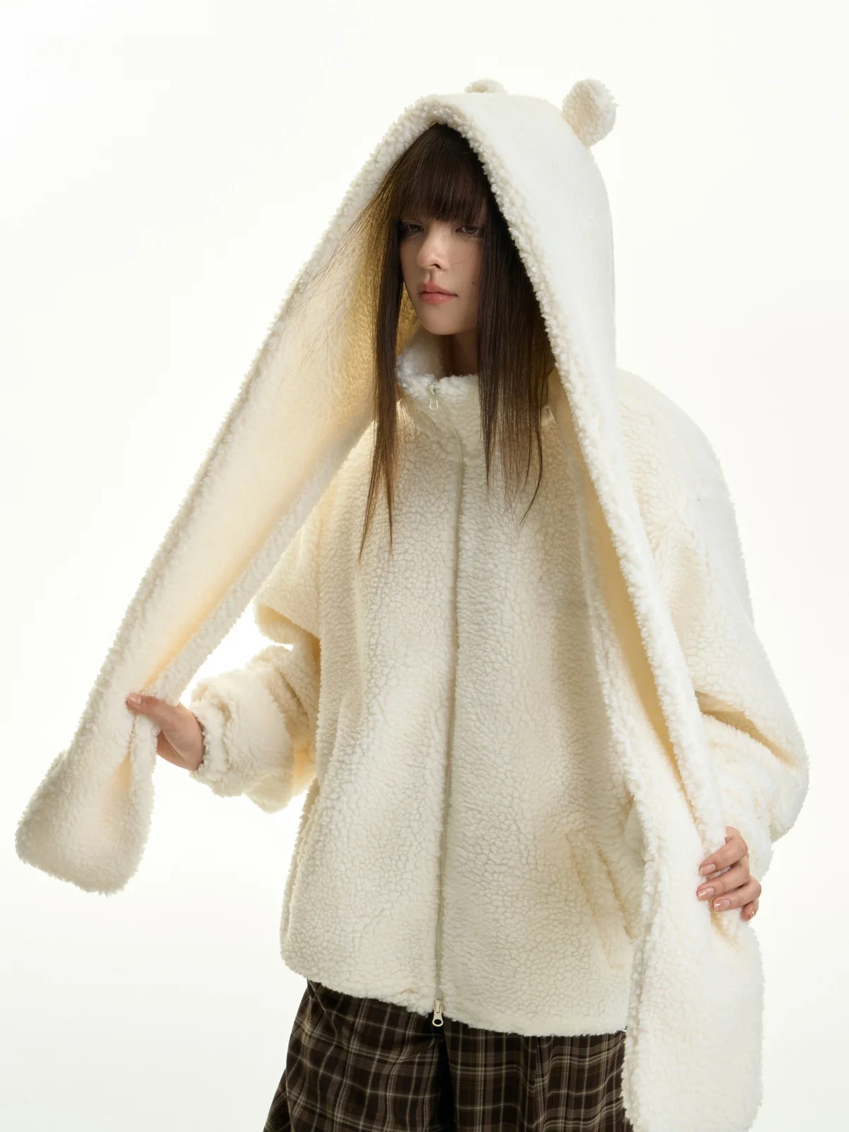 Tgns Съемный шарф с медведем милый комплект заколка для волос имитацией ягненка