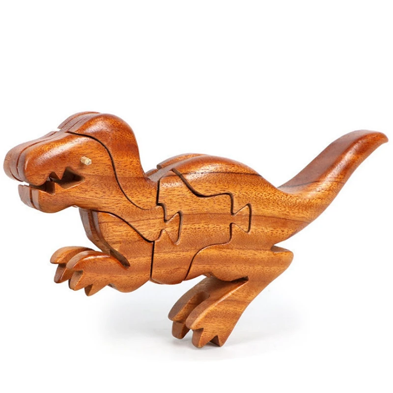 

Wooden Dinosaur 3D Puzzle for Kids Children Handmade Tyrannosaurus Rex Chinese Style Mortise and Tenon Structure Toys 2022 New