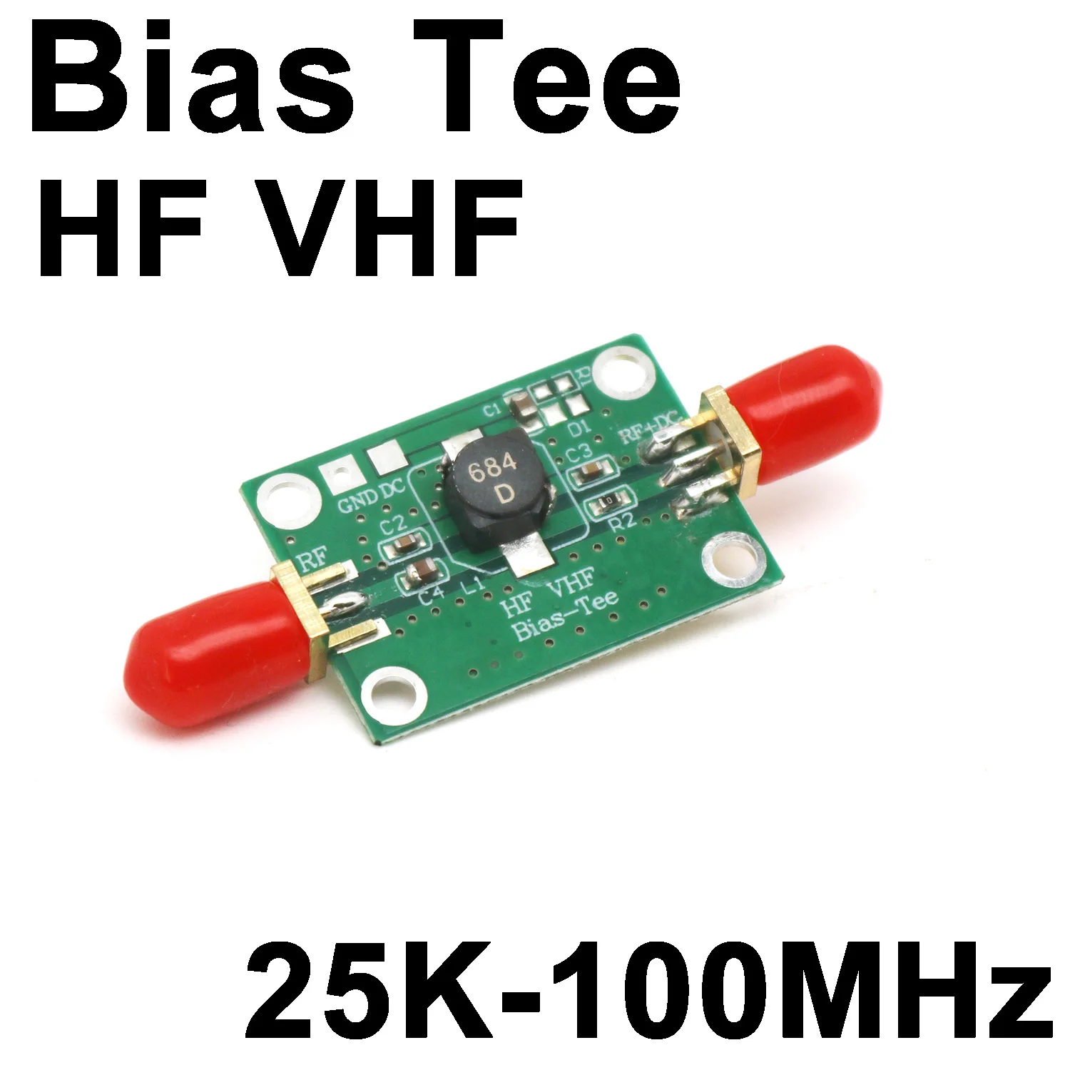 

Тройник смещения 25K-100 МГц RF DC Блок RF Изолятор Коаксиальный Biaser F/Радіо Широкополосный AMP AM FM HF VHF Коротковолновый LNA Низкий уровень шума