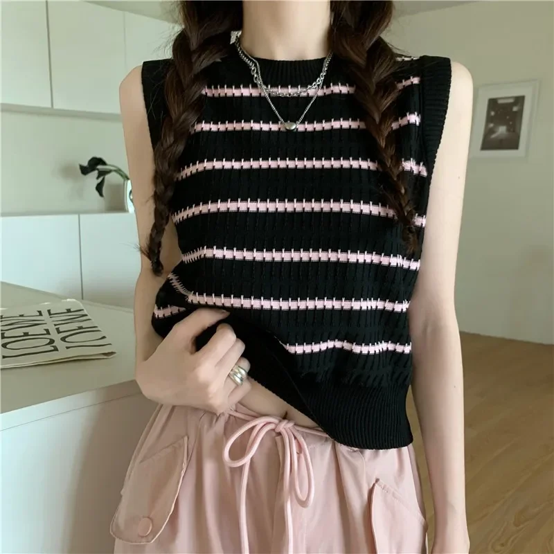 2024 стильный модный трикотаж женский летний внутренний сладкий пряный верхняя