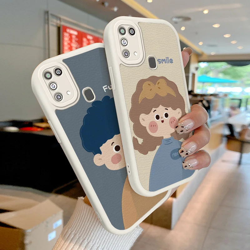 

For Samsung Galaxy M31 S11E S20 4G 5G FE Plus S21 FE Plus S22 Plus Ultra Case Cartoon Lovers Lambskin Phone Case Soft Silcone