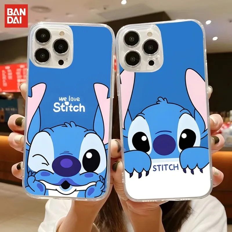 

BANDAI Disney Stitch Phone Case For Iphone 13 11 12 Pro Max Mini 6 6s 7 8 Plus X XR XS XSMax SE2020 Transparent Funda