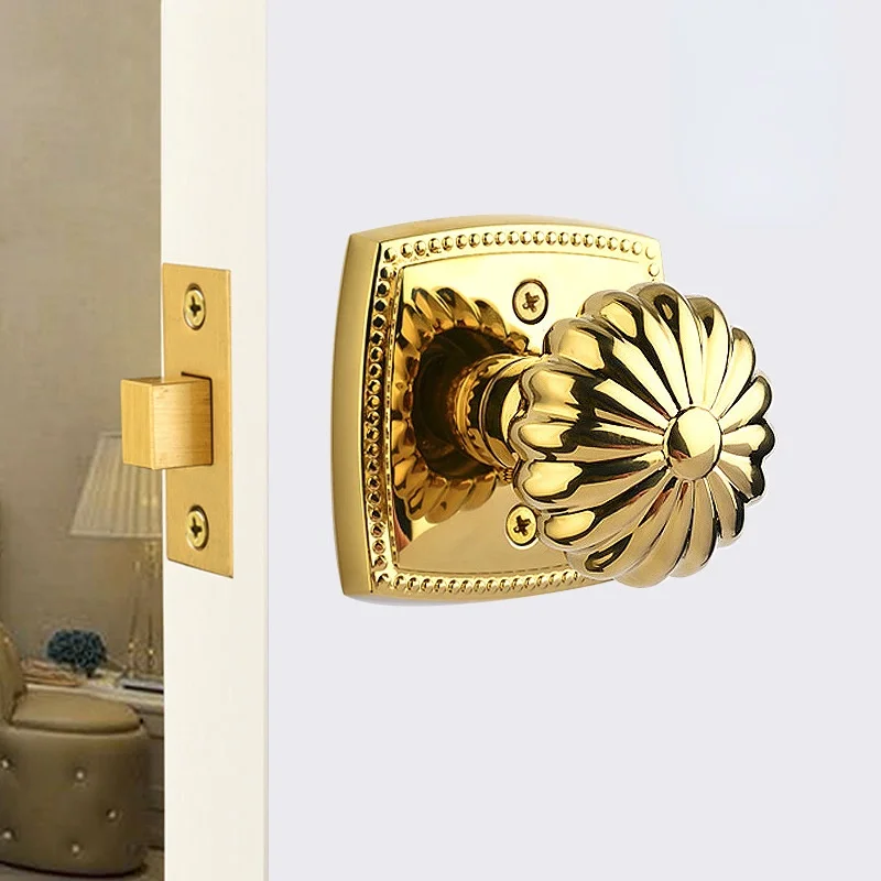 

Золотистый Невидимый дверной замок в виде тыквы, односторонний замок в Европейском стиле, медсветильник Ый, роскошный дверной замок из масс...