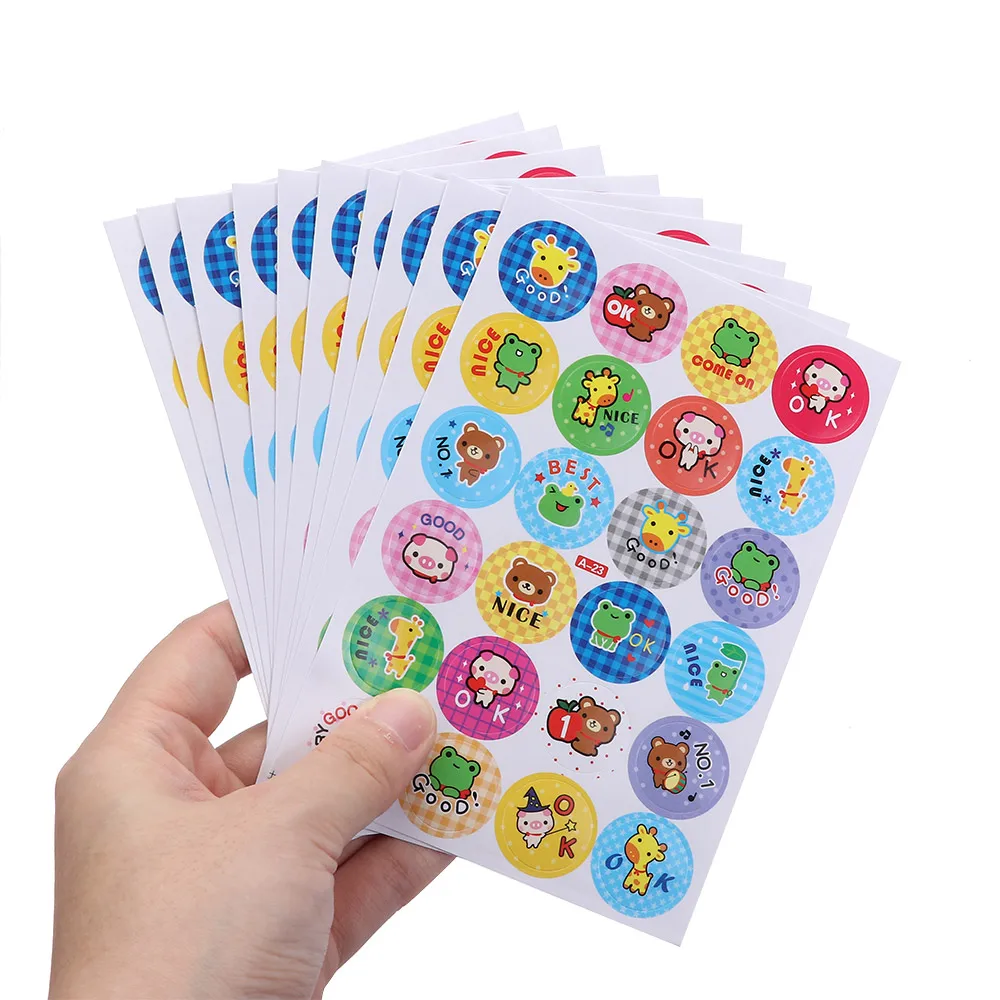 240Pcs Cartoon Animals Reward Stickers Mother Teacher Praise Label Award Stationery Sticker Kids Classic Toys School Supplies