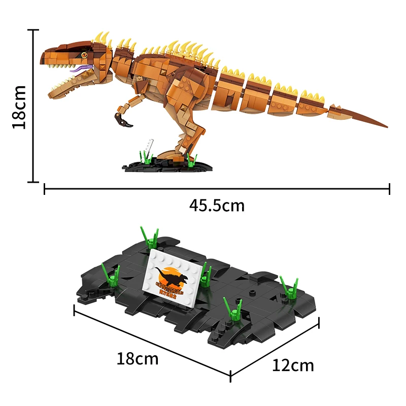 NEW MOC Jurassic Dino World Dinosaurs Giganotosaurus DIY Building Blocks Bricks Dinosaurios Park Figures Toys For Children Gifts |