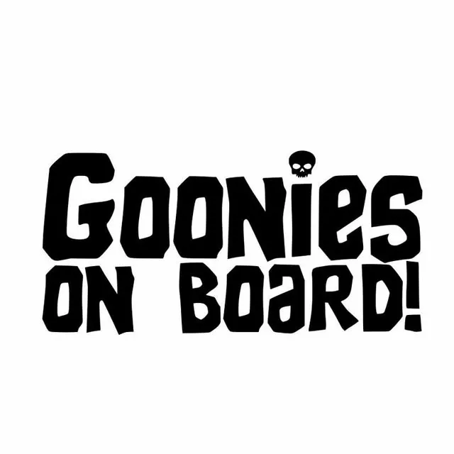 

15.2CM*7.3CM GOONIES ON BOARD Personality Car Sticker Vinyl Decal Black/Sliver
