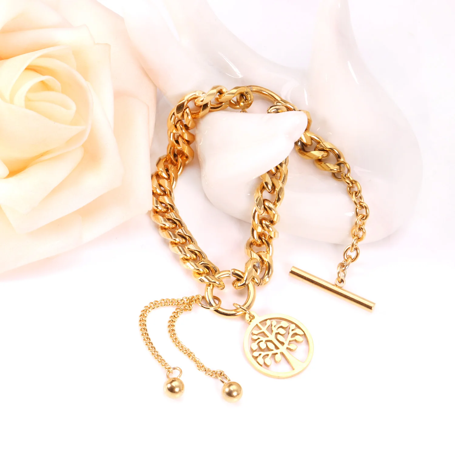 ASON стальное массивное ювелирное изделие для женщин золотой цвет дерево подвески