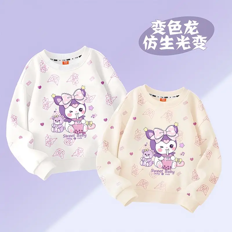 2024 Новая толстовка Sanrio Kawaii Kuromi с капюшоном Girl Heart Sweet Cute Cartoon My Melody Футболка