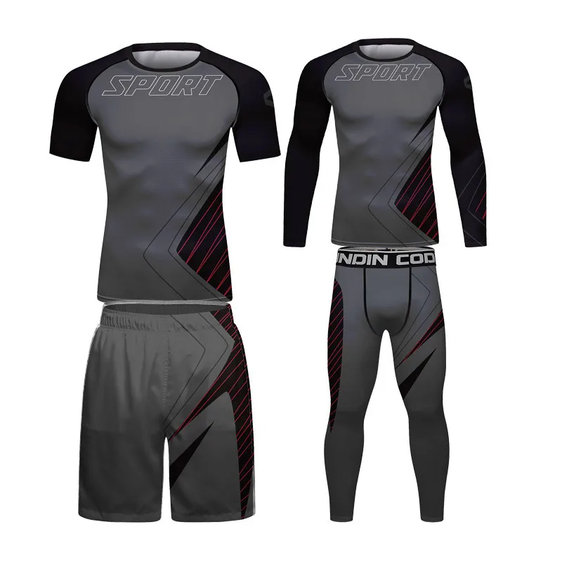 

Мужской компрессионный спортивный костюм MMA BJJ Rashguard для бокса, тренировок в тренажерном зале, одежда для фитнеса, спортивная одежда, комплект рубашек для бега, тренировочный спортивный костюм
