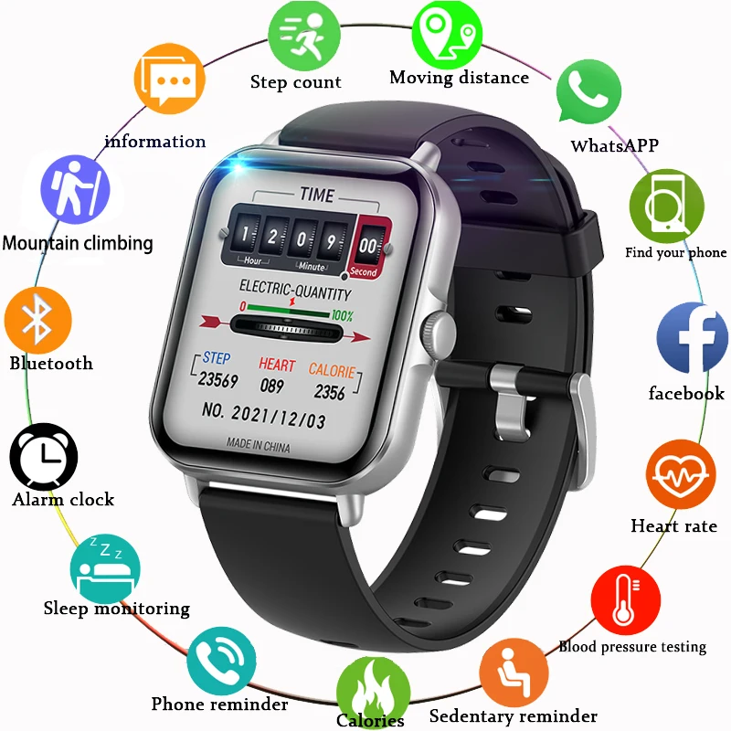 

2022 Smart Watch Men Women 1.69 Inch Heart Rate Bluetooth Call Sports Waterproof Bracelet Man Smartwatch For Xiaomi Huawei+Gift