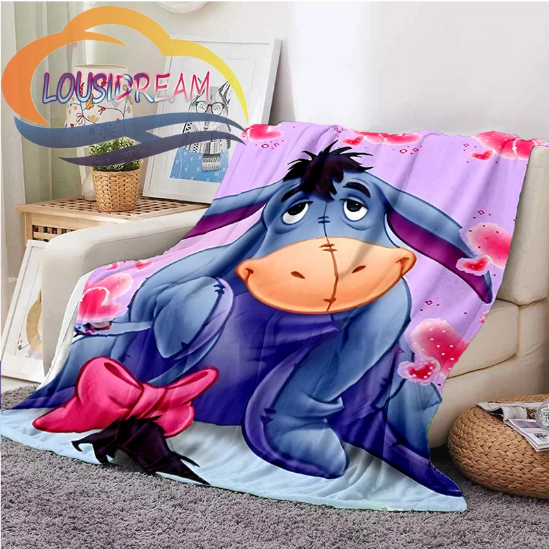 

Cartoon donkey Eeyore wool blanket Jindian animation character cashmere blanket fashion Portable Flannel Warm camping blanket