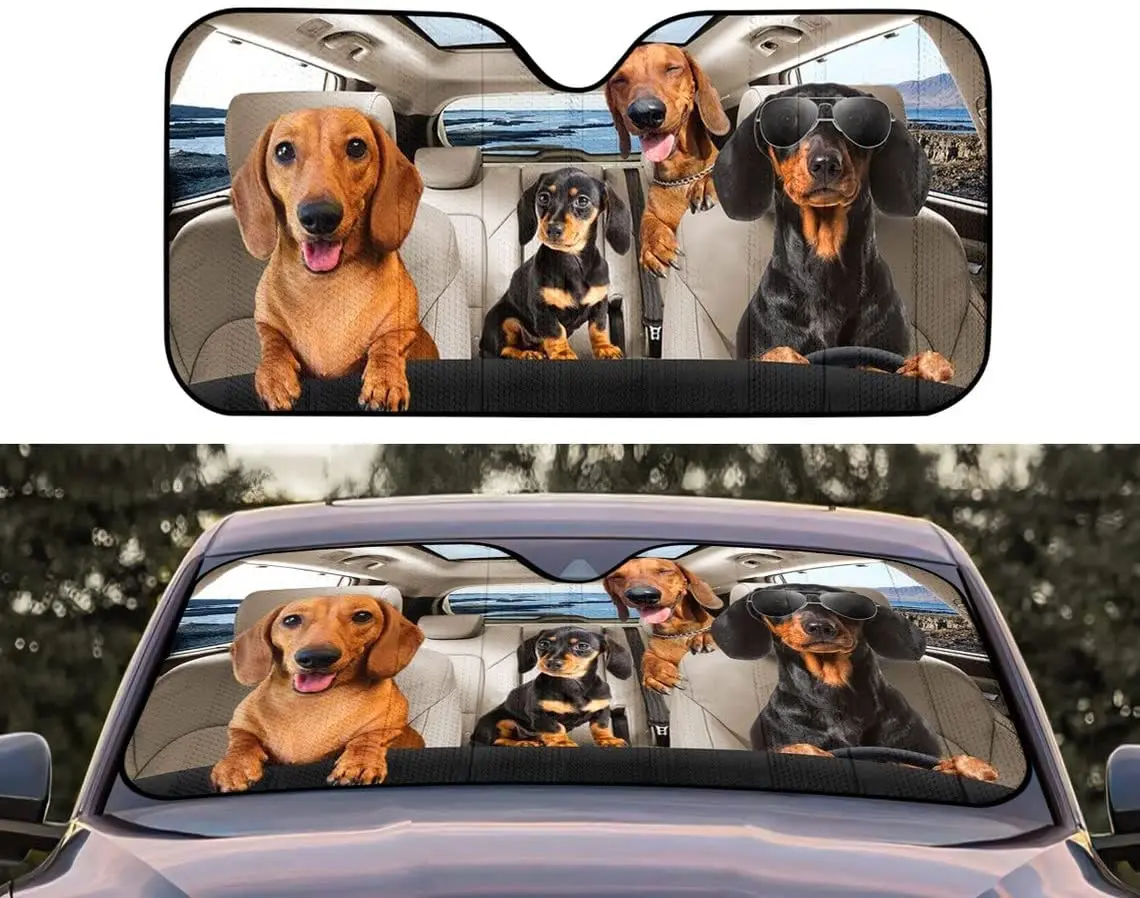 

Dachshund Family Driving Car Sunshade for Windshield, Dogs Auto Sun Shade, Car Sun Shade, Car Accessories, Dog Dads Gifts, Dog M