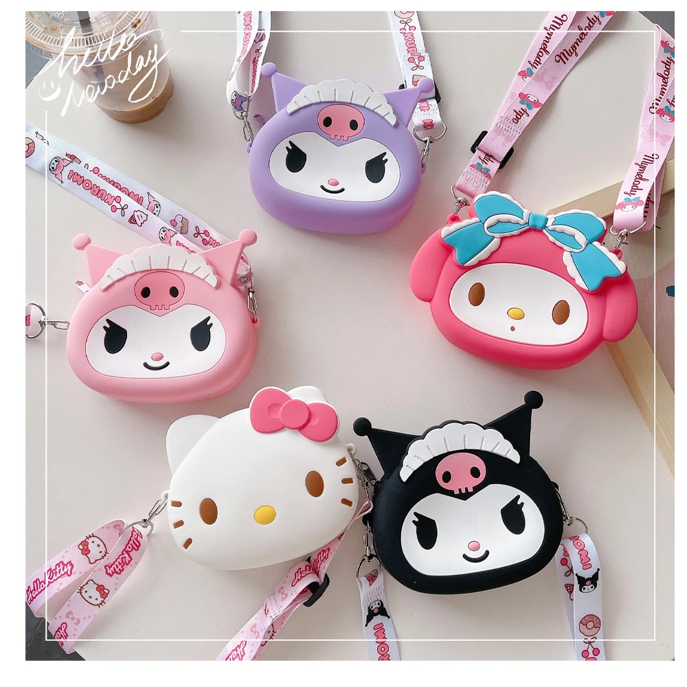 

Kawaii Sanrios Hellokittys My Melody Kuromi Cute Cartoon Children Anime Purse Portable Simple Messenger Bag Coin Purse