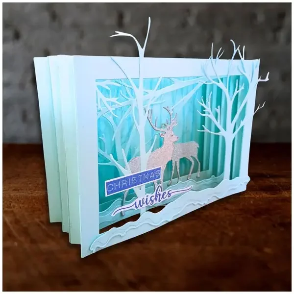 ШтампыУниверсальный подарочный пакет лесной пейзаж металлический трафарет