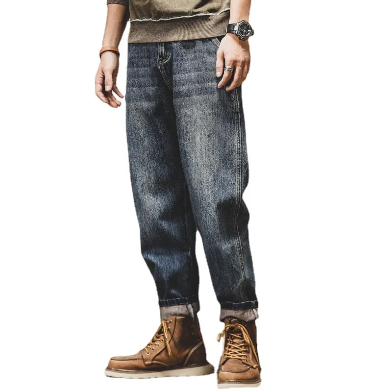 American Jeans Heavy Retro Spring Cotton Denim Pants Men's Loose Straight New Old Trousers City Boy Vintage Washed Safari Jeans