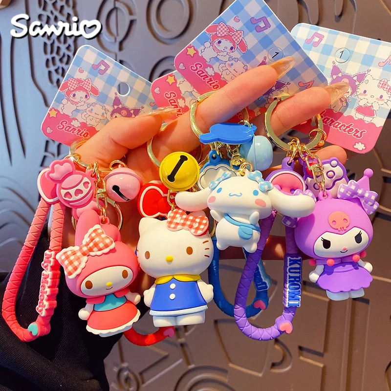 

Брелок для ключей Sanrio 2023, милый персонаж из мультфильма HelloKitty Kuromi Cinnamorroll, креативный студенческий рюкзак с подвеской, детский подарок