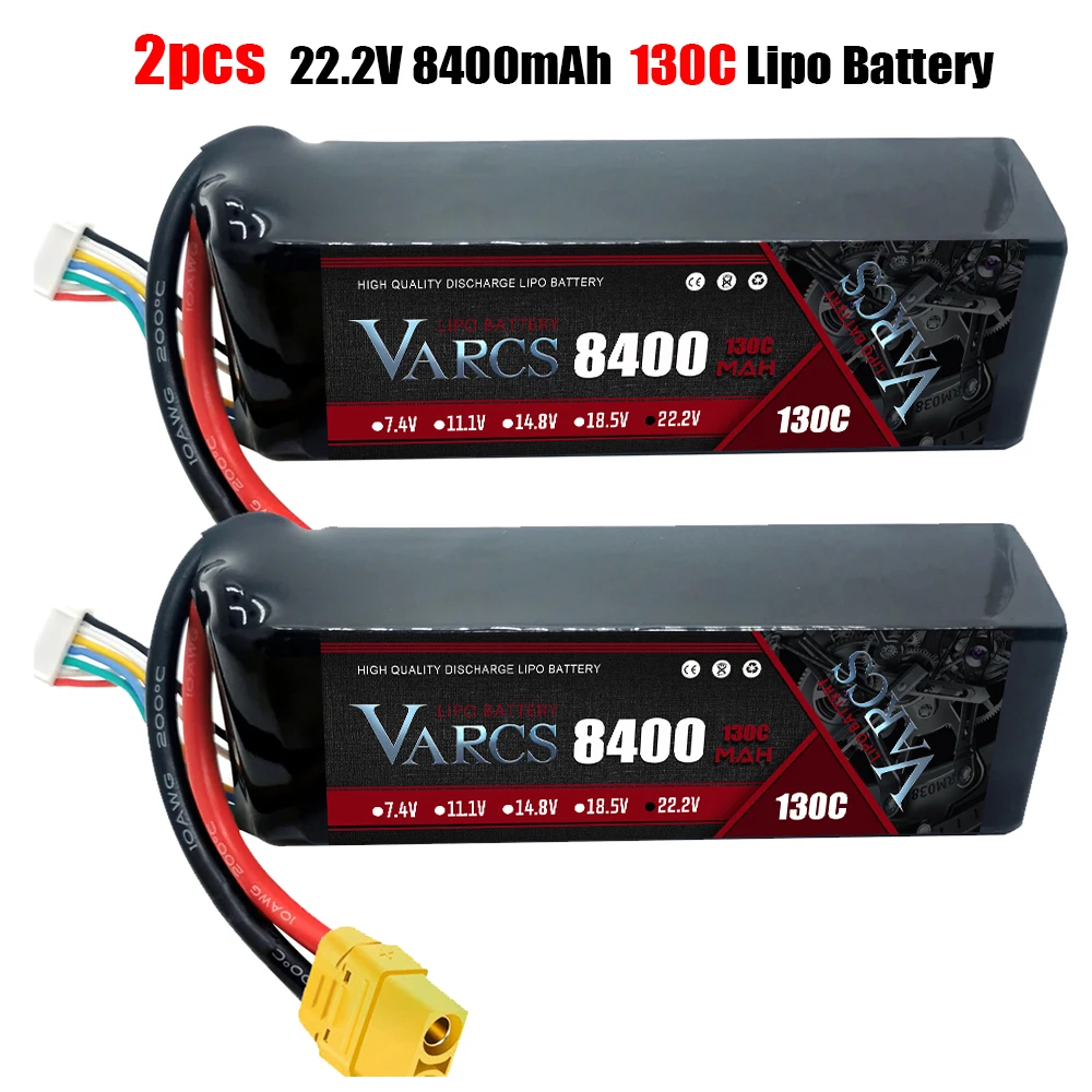 VARCS Lipo 7.4V 7.6V 11.4V 22.8V 11.1V 15.2V 14.8V 22.2V 2S 3S 4S 6S 5200Mah 6300Mah 6500mAh 6200mAh 6750mAh 8000mAh 7000mAh