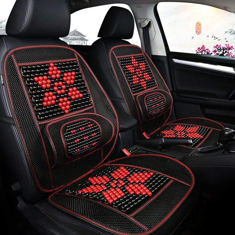 Летняя подушка для автомобильного сиденья дышащая с деревянными бусинами чехол