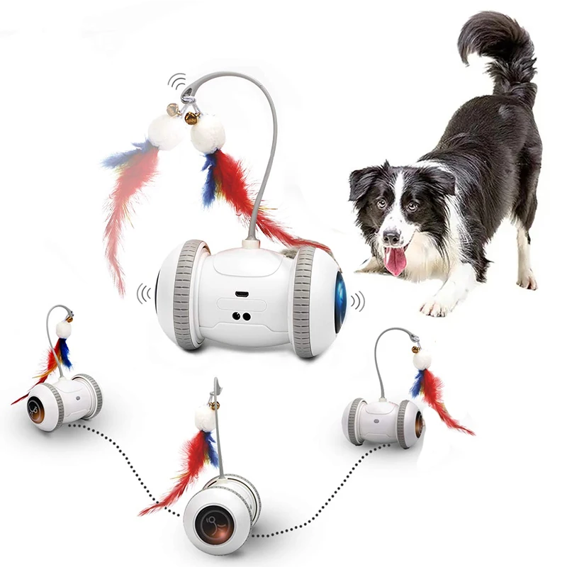 

Automatic Sensor Dog Toys Interactive Smart Robotic Electronic Feather Teaser Self-Playing USB Rechargeable Puppy Toys for Pets