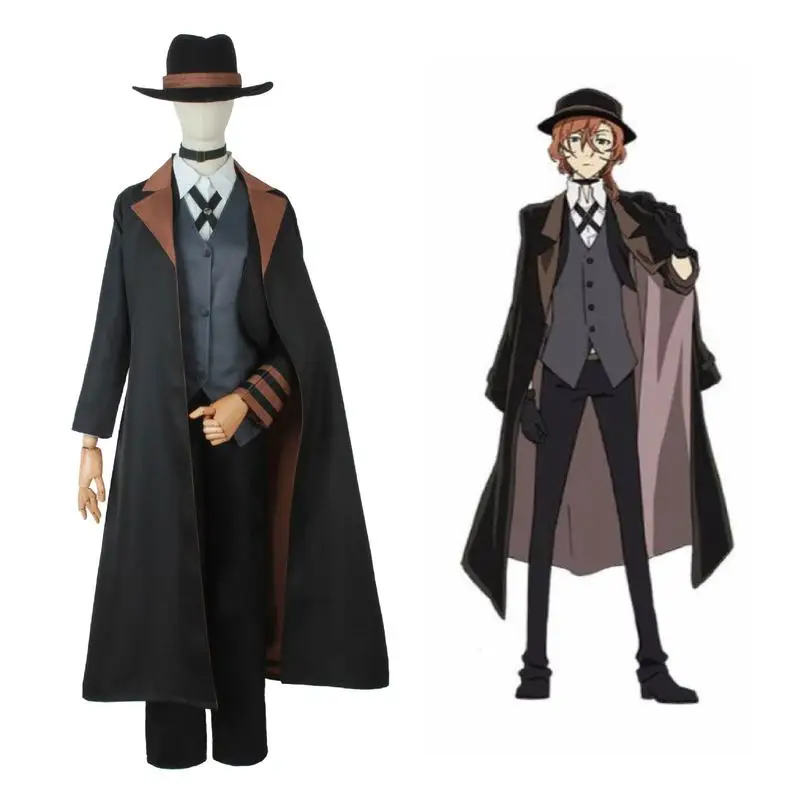 

Bungou Stray Dogs Men Women Nakahara Chuuya Cosplay Costume Wig Hat Glove Jacket Pants Female Chuya Nakahara Cosplay Suit