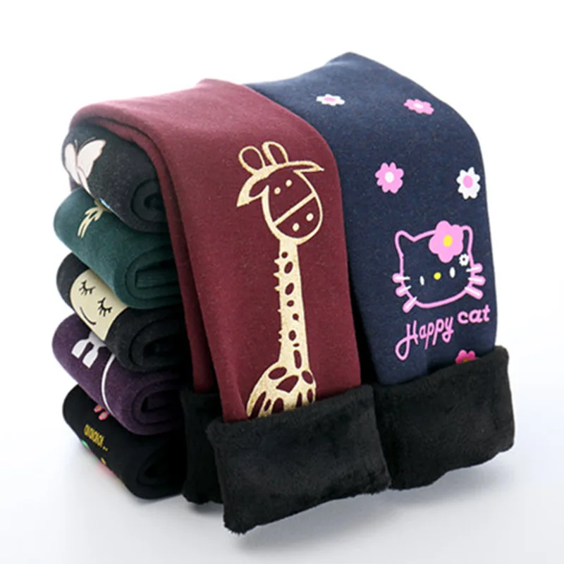 

Детские леггинсы с мультяшным рисунком, зимние плотные бархатные леггинсы, брюки-карандаш, детские теплые брюки, хлопковые леггинсы, облега...