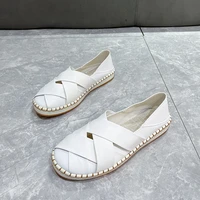 genuine leather flats ladies oxford shoes loafers solid white shoes women new arrival casual flats woman shoes