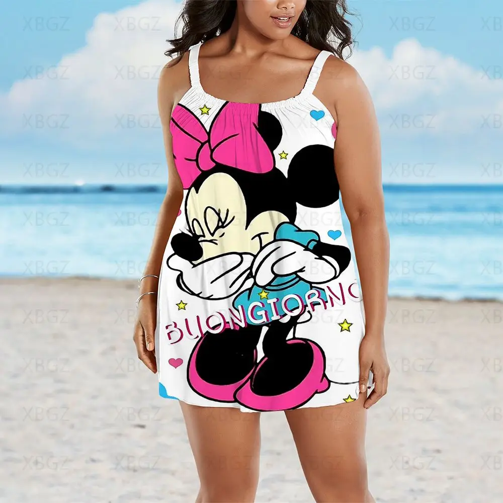 Plus Size Summer Outfits Chic and Elegant Woman Dress Minnie Mouse Dresses Women Sleeveless 2022 Disney Boho Sexy Beach Mickey