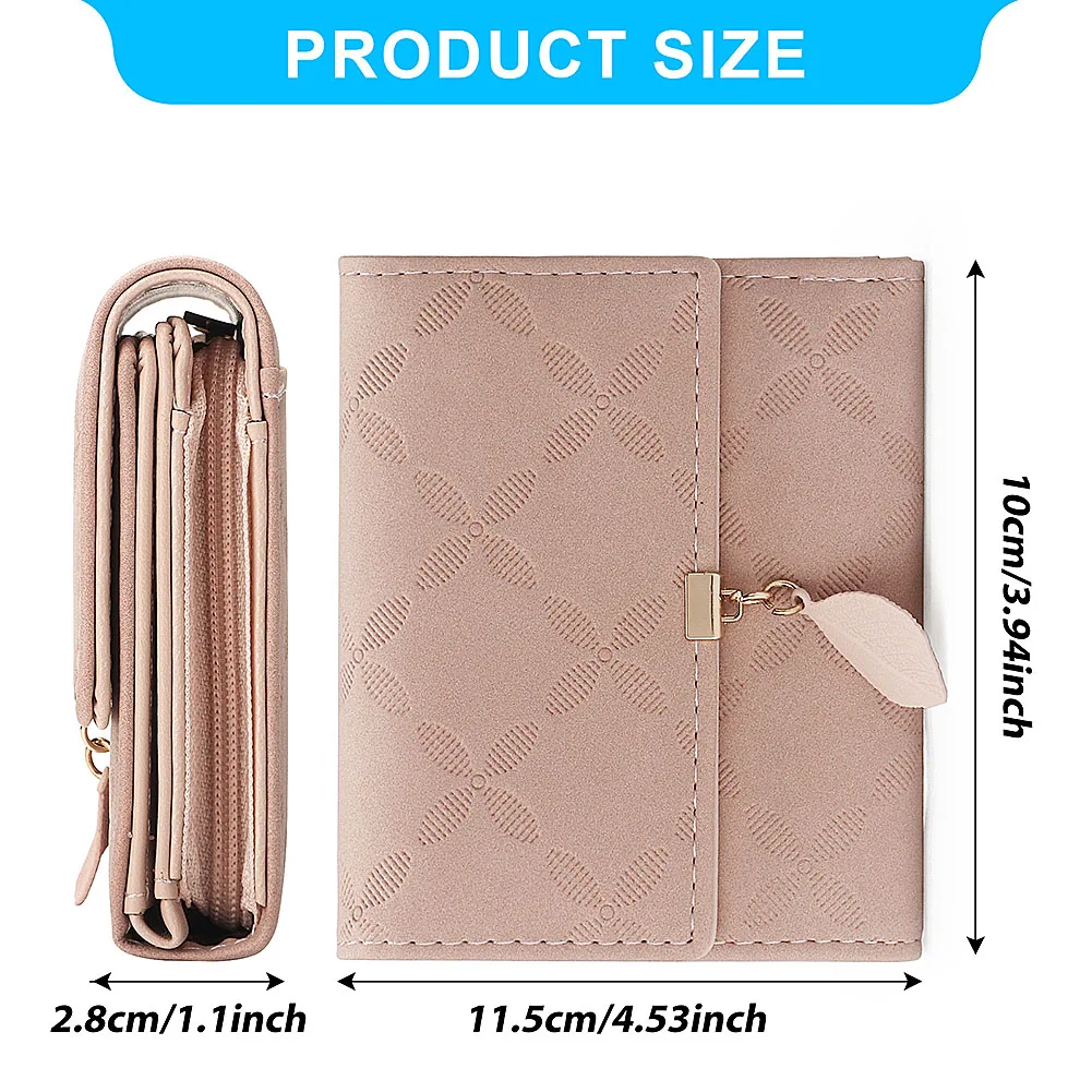 Purse All-Match Rhombus Plaid Wallet With Leaves Ultra-thin Large Capacity Coin Purse For Money Card Storage