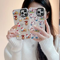 cartoon hello kitty bear phone cases for iphone 13 12 11 pro max xr xs max x 78plus lady girl anti drop clear soft tpu shell