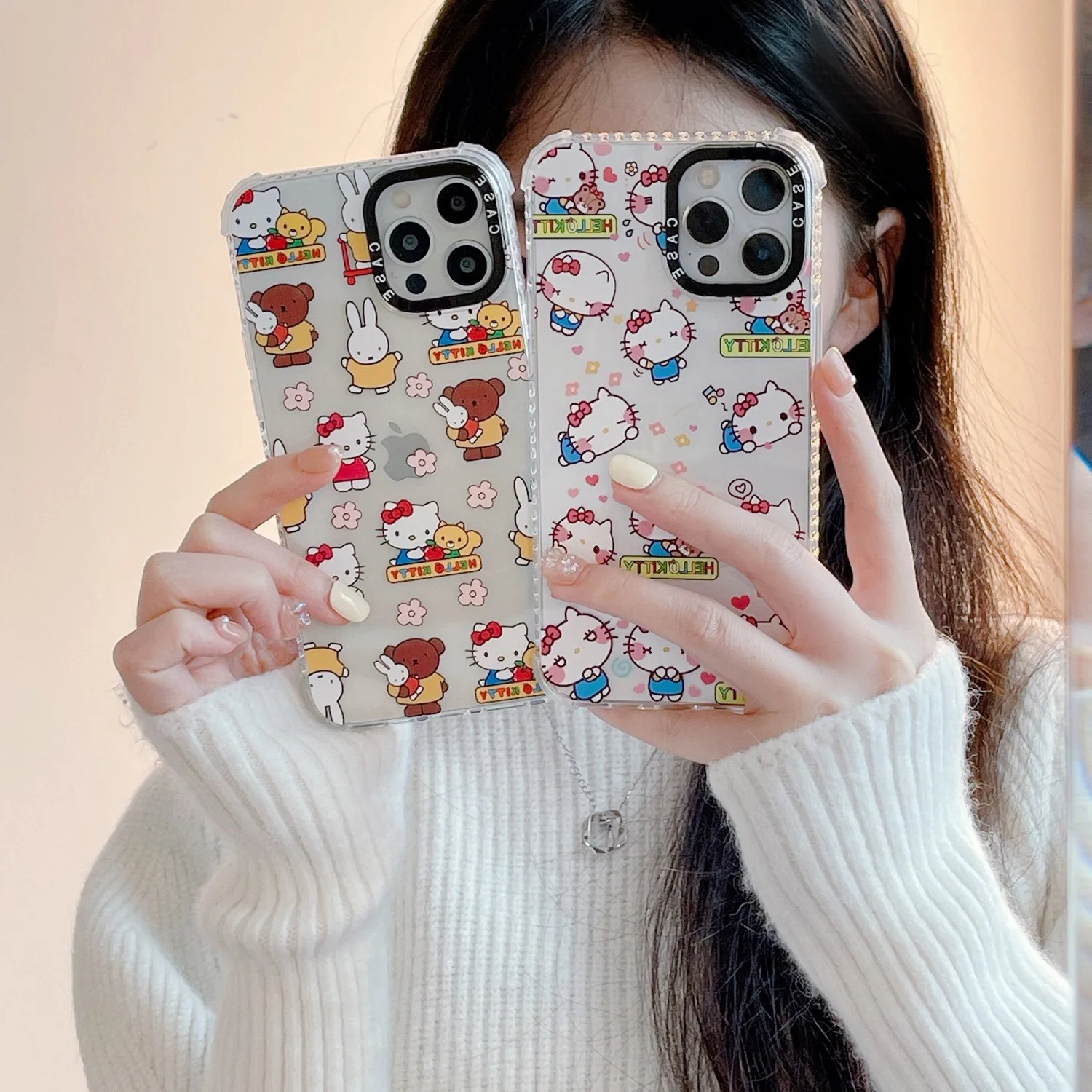 Чехлы для телефонов с мультяшным Hello Kitty и медведем iPhone 13 12 11 Pro Max XR XS MAX X 7/8Plus