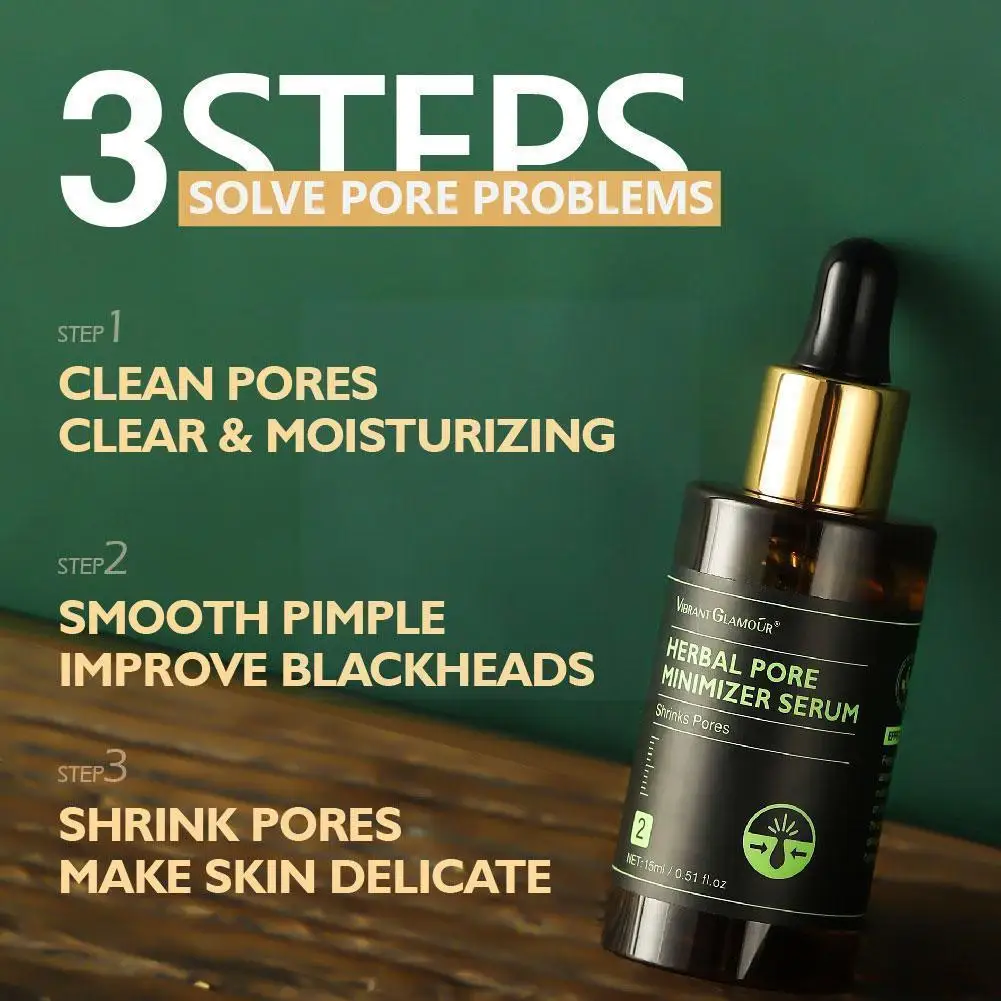 

Vibrant Glamour Herbal Pore Serum 15ml Face Skin Serum Treatment Repairing Pores Whitening Acne Scar Shrink Acne Removal Ca E1d2