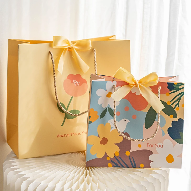 

3 компл./упак. нового корейского стиля утолщенный бумажный пакет подарочный пакет с бантом свадебный подарочный пакет маленький свежий цвет...