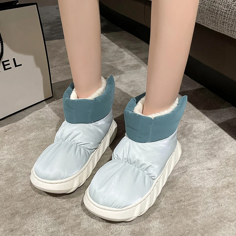 STRONGSHEN Women's Ankle Boots Winter Soft Female Thick Platform Warm Cotton Shoes Outdoor Waterproof Non-slip Woman Snow Boots