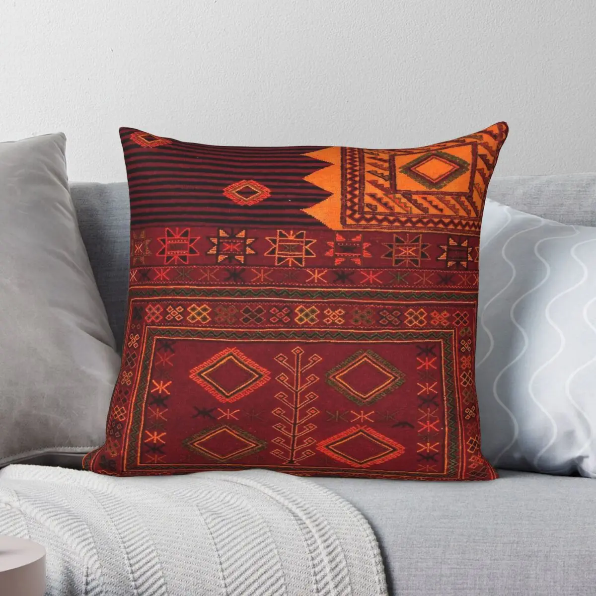 

Traditional Moroccan Artwork Pillowcase Polyester Linen Velvet Pattern Zip Decor Pillow Case Home Cushion Cover Wholesale 45x45