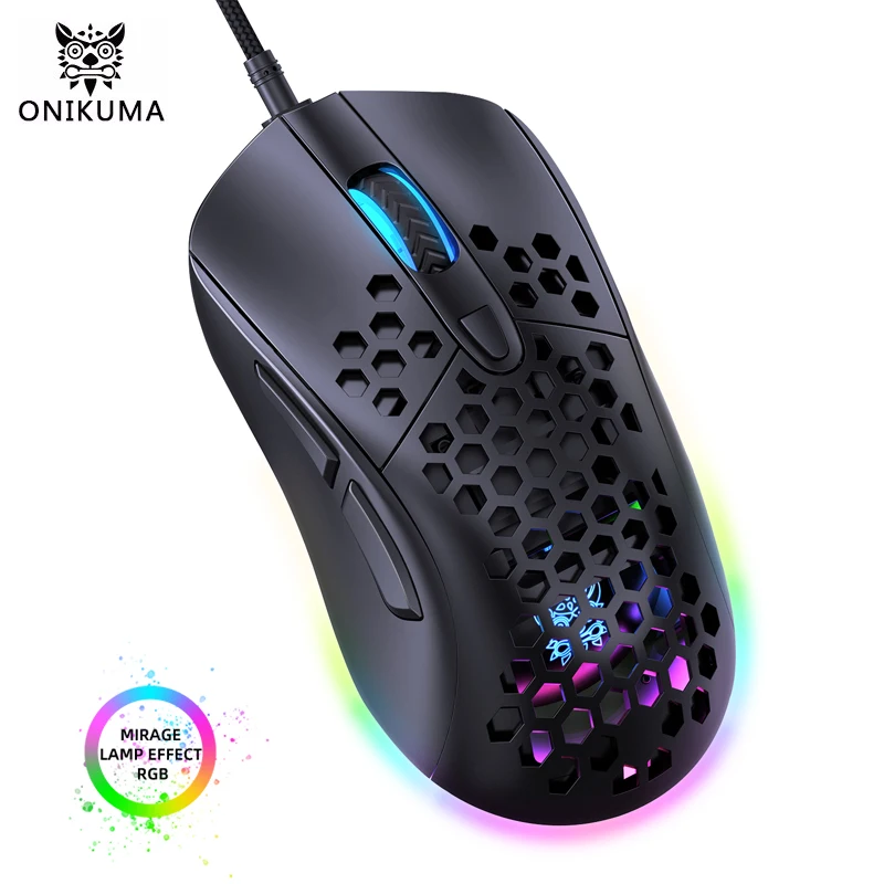 

ONIKUMA Original Mouse Gamer With RGB Light 6400 DPI USB Wired Gaming Mouse 7 Button Ergonomic Design Mice for PC Computer