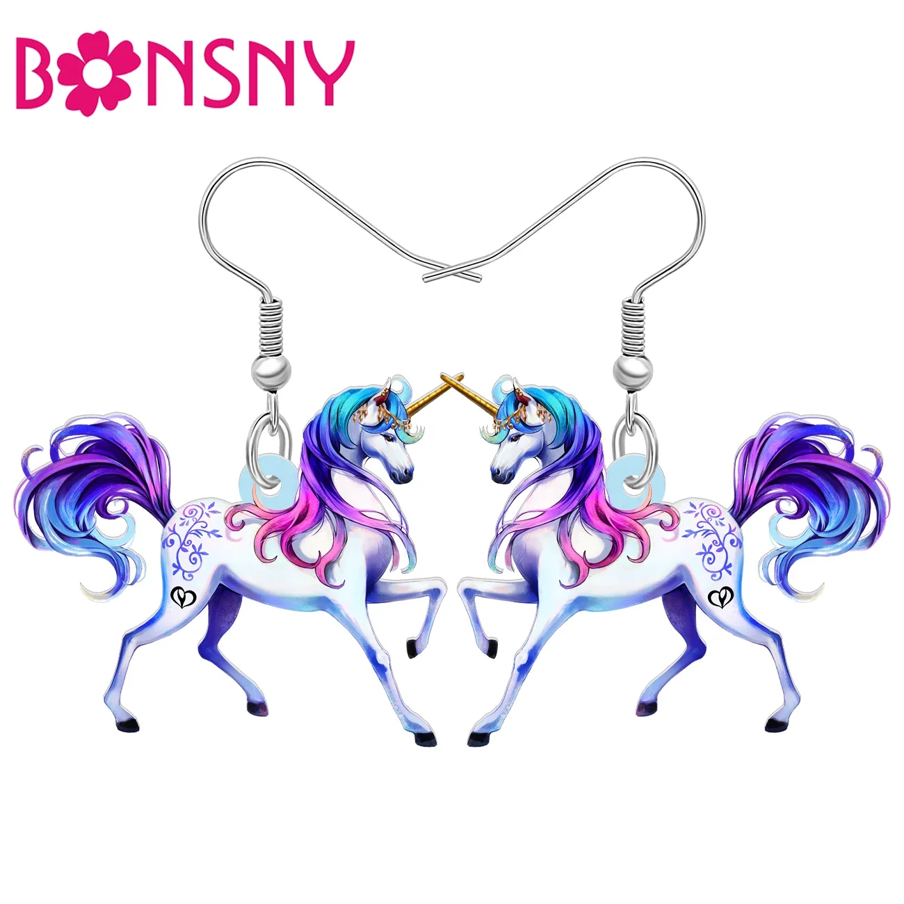 BONSNY акриловые аниме Фэнтези лошадь животные ювелирные изделия Висячие Подвески