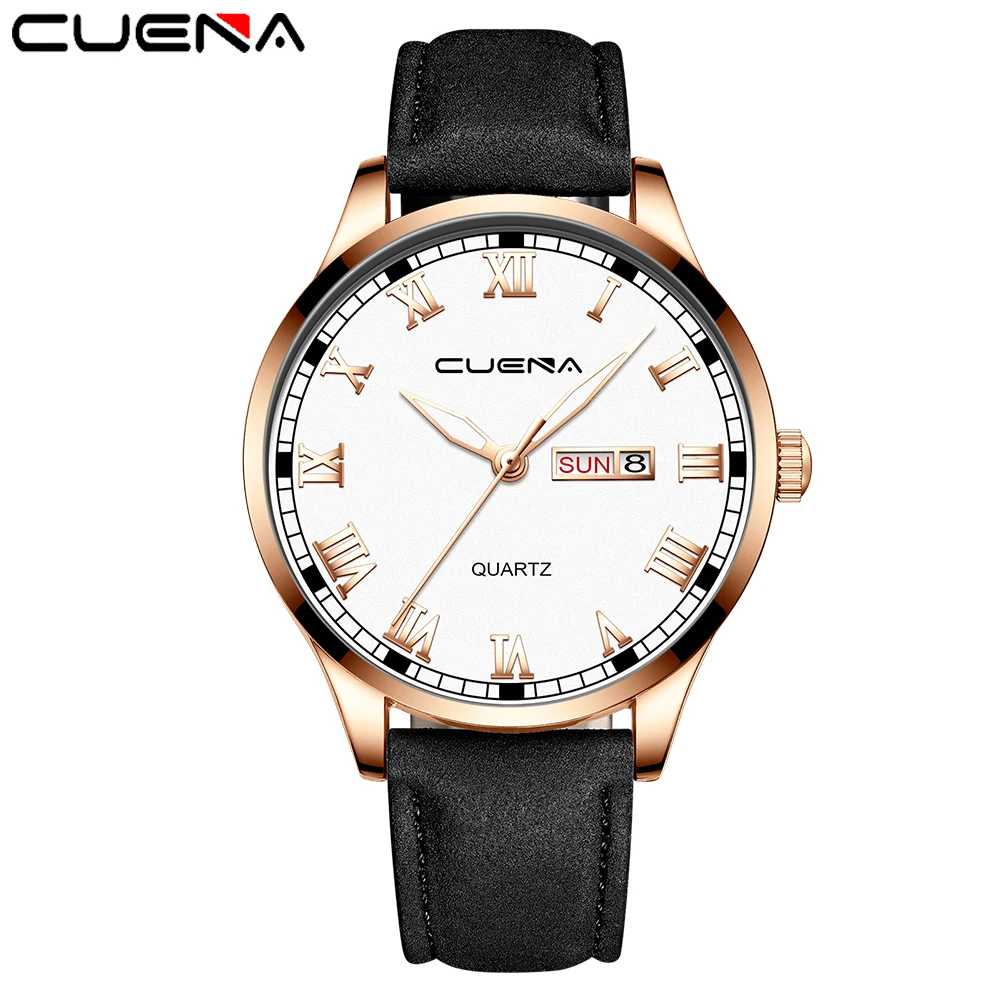 

CUENA Fashion Simple Brand Men Watch Military Luxury Analog Leather Strap Business Mens Clock Quartz Wrist Watches reloj hombre