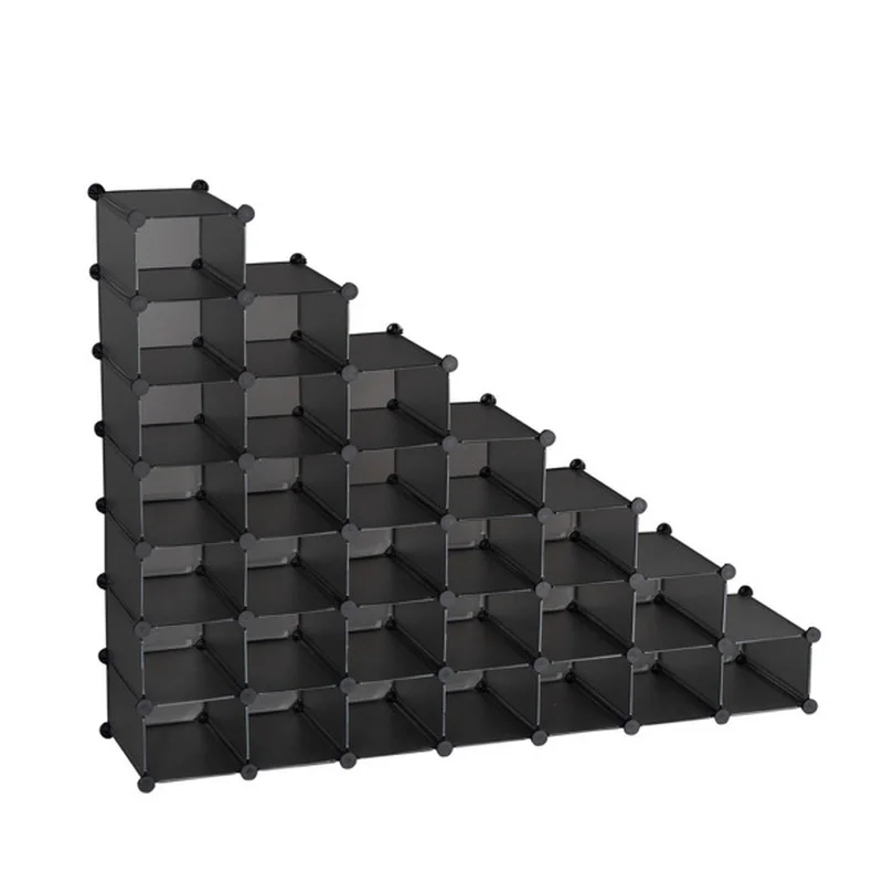

7 Tier Shoe Rack, Space Saving 28 Pairs Plastic Shoe Cabinet, Perfect for Entrance Hallway Bathroom Living Room Grey