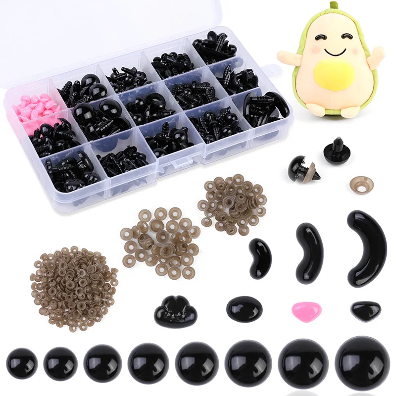 

Fenrry 586Pcs Round Safety Eyes Triangle Noses Set with Washers for Dolls Toys Crochet Bear Animal Making DIY Doll Accessories