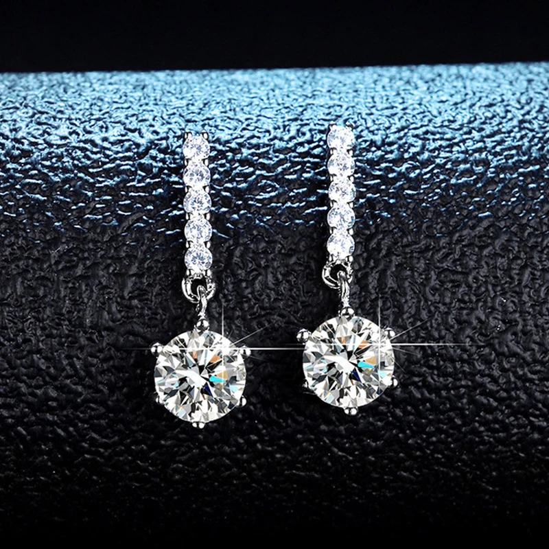 

Free Shipping Items D Color Moissanite Women Earrings Dangle Drop Earrings Pendant 925 Silver Earrings Original Certified