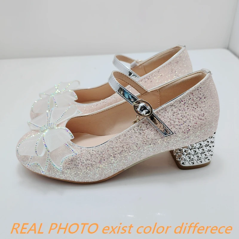 Girseaby Женские туфли-лодочки Mary Hots с пряжкой и бантом серебристые золотые блестки