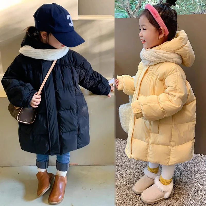 3-9 Years Kids Snowsuit Winter Warm Down Jacket for Girls Coat Fashion Long Hooded Children Outerwear Toddler Girl Clothes Girls