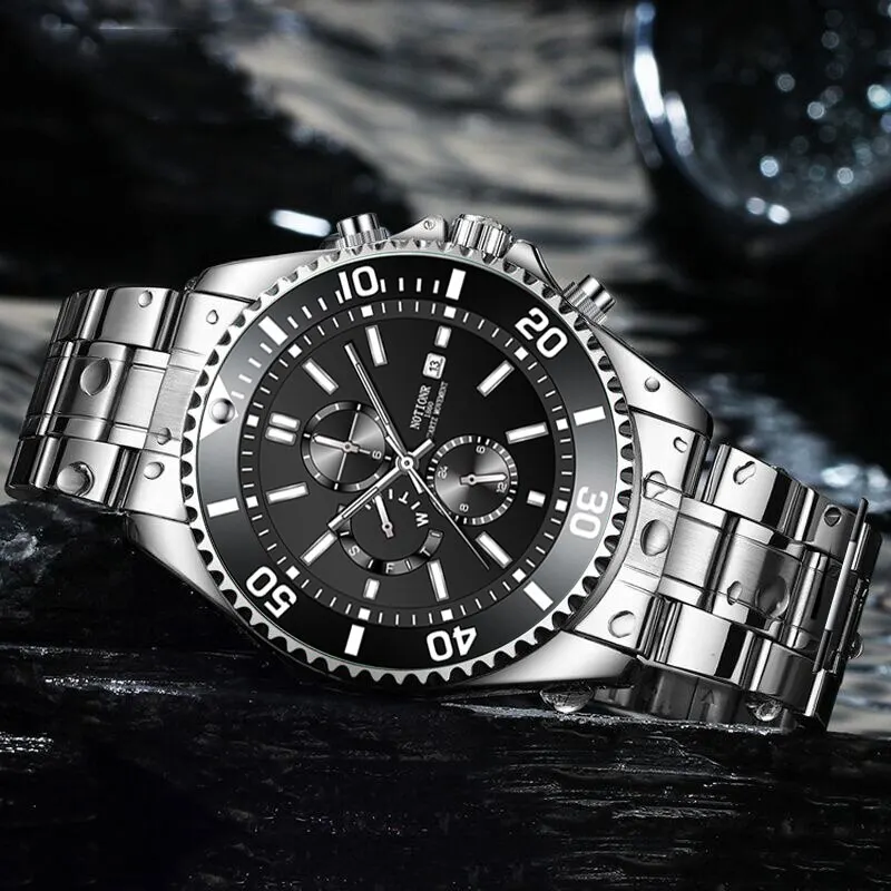Luminous Clock Men Business Waterproof Calendar Date Stainless Steel Quartz Wrist Watch 5