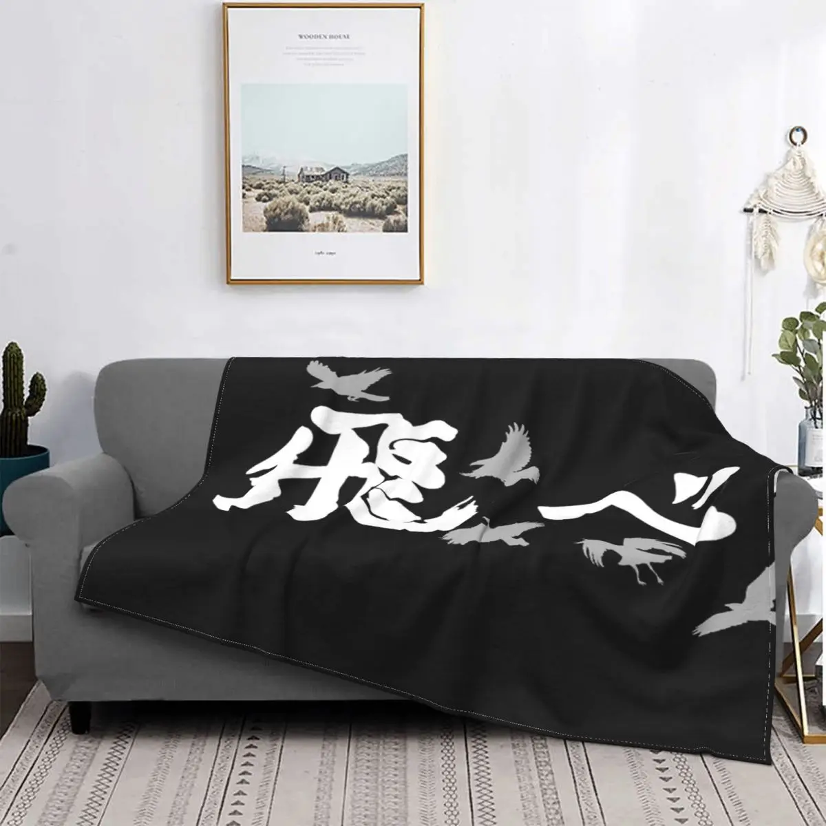 

Haikyuu Karasuno-Manta "Fly", colcha a cuadros para cama, cubierta de playa, manta de lana, colcha de verano